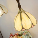 Helnys LED Pendant Lamp with Adjustable Walnut Wood & Tiffany Glass for Dining Room.