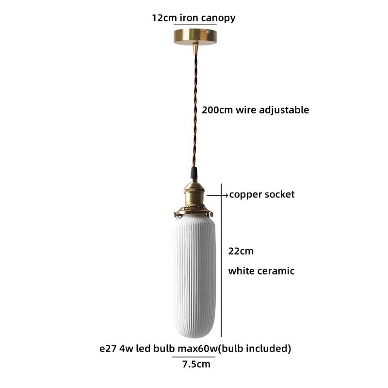 Helnys Ceramic Shade LED Chandelier Pendant Light for Kitchen Decor