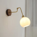 Helnys Amber Glass Ball Wall Sconce with Pull Chain Switch and Adjustable Arm