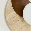 Helnys Round LED Wall Lamp Yellow Travertine Wood Modern Nordic Light