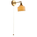 Helnys Nordic Ceramic Copper LED Wall Lamp with Pull Chain Switch, Adjustable for Bathroom Mirror