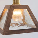 Helnys Japanese Style LED Pendant Light, Glass Walnut Wood Hanging Lamp