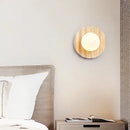 Helnys Yellow Cave Stone LED Wall Sconce with Pull Chain and Glass Stair Light