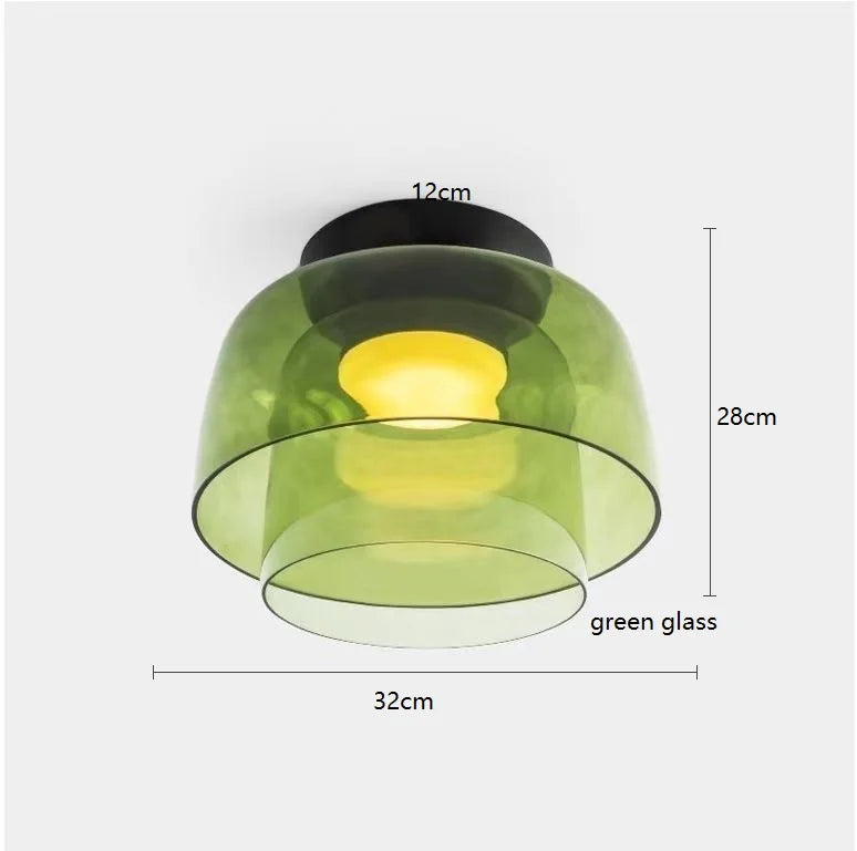 Helnys Amber Glass LED Pendant Lights - Nordic Modern Hanging Lamp