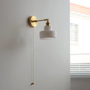 Helnys Glass LED Wall Light Sconce Rotate Pull Chain Switch Bedroom Lamp