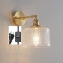 Helnys Green Glass LED Wall Light with Pull Chain Switch - Nordic Modern Design
