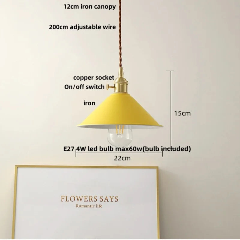 Helnys Copper Knob Switch Pendant Light - Nordic Modern Design