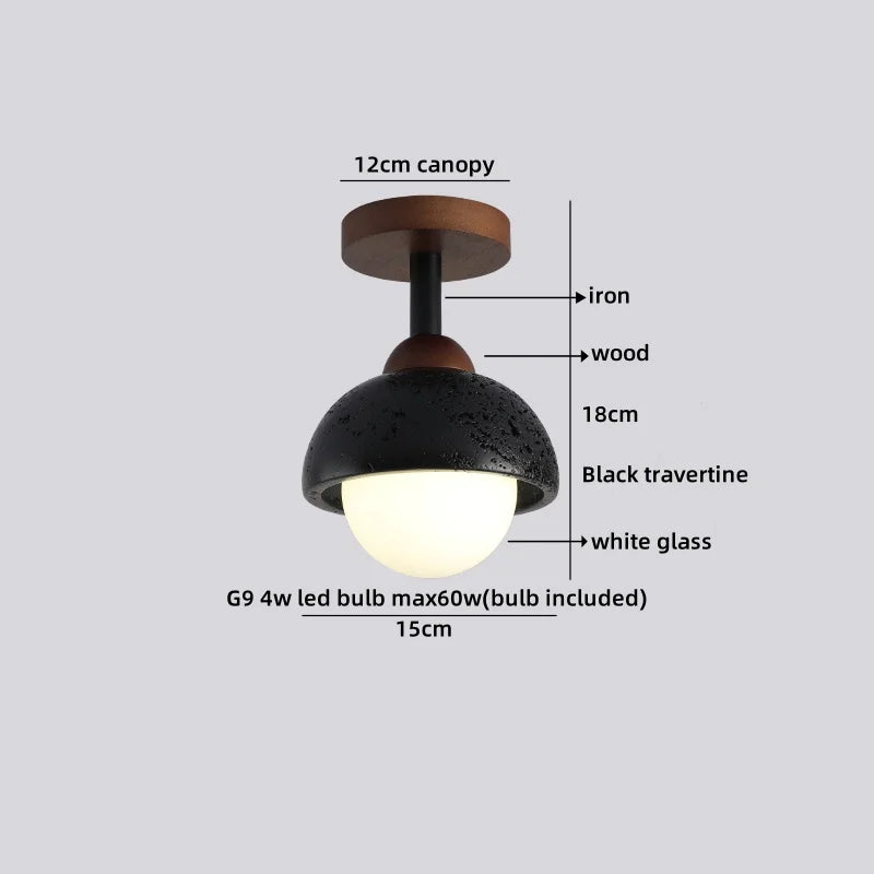 Helnys Yellow Travertine LED Ceiling Light for Home Decor, Indoor Kitchen Lamp