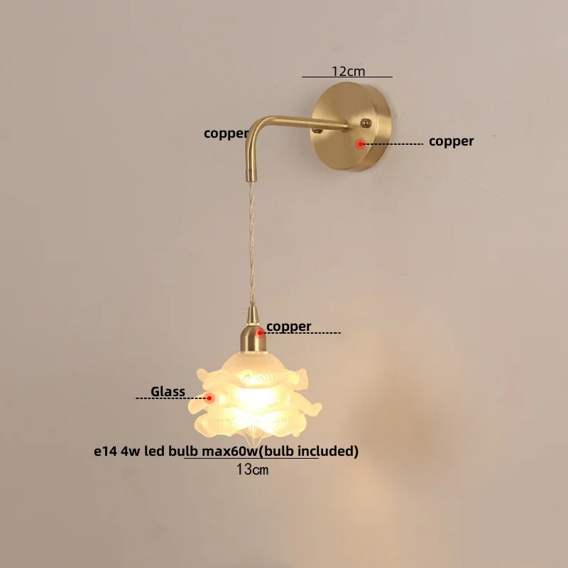 Helnys LED Glass Wall Lamp Adjustable Vanity Light for Home Decor