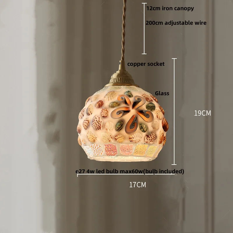 Helnys Walnut Wood LED Glass Pendant Light Fixture - Modern Nordic Hanging Lamp