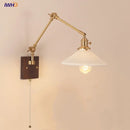 Helnys Rotatable Wood Ceramic Wall Sconce with Pull Chain Switch