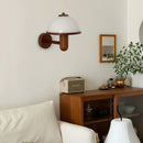 Helnys Wooden LED Wall Lamp Switch White Acrylic Shade Living Room Bathroom Mirror Light