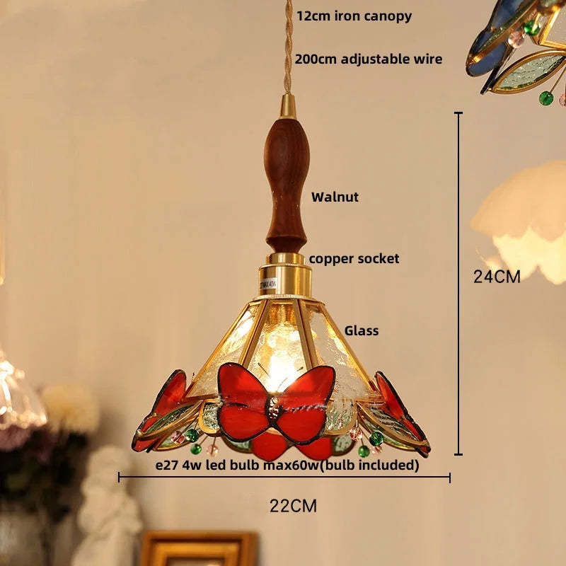Helnys White Glass LED Pendant Light Fixture Nordic Modern Walnut Wood Hang Lamp