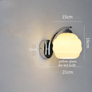 Helnys Nordic Milky Glass Ball LED Wall Sconce - Modern Iron Bedroom Living Room Mirror Light