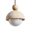 Helnys Stone Wood LED Pendant Lights with White Glass Ball - Nordic Modern Hanging Lamp