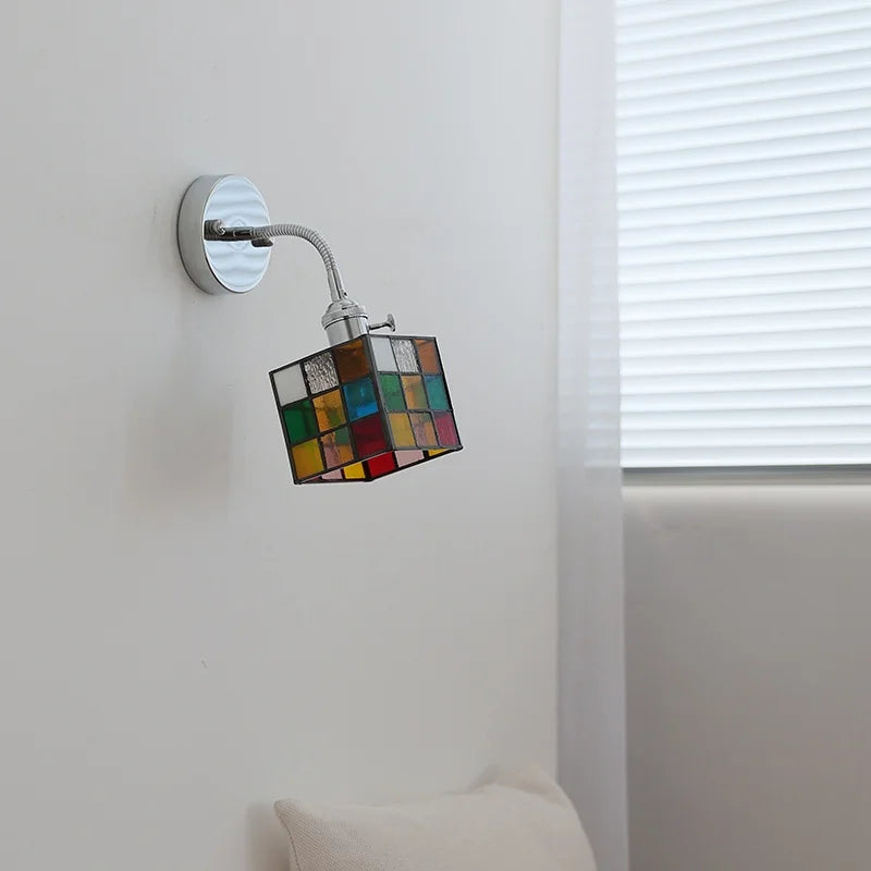 Helnys Colorful Glass Bedside Lamp Sconce | Flexible Arm LED Wall Lights | Modern Nordic Design