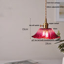 Helnys Purple Flower Glass LED Pendant Lamp Adjustable Modern Hanging Light