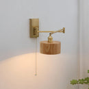 Helnys Wooden Wall Lamp Sconce with Pull Chain Switch for Bedroom and Bathroom