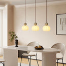 Helnys White PE Lampshade LED Pendant Lamp Yellow Travertine Globe Wood Hanging Lights