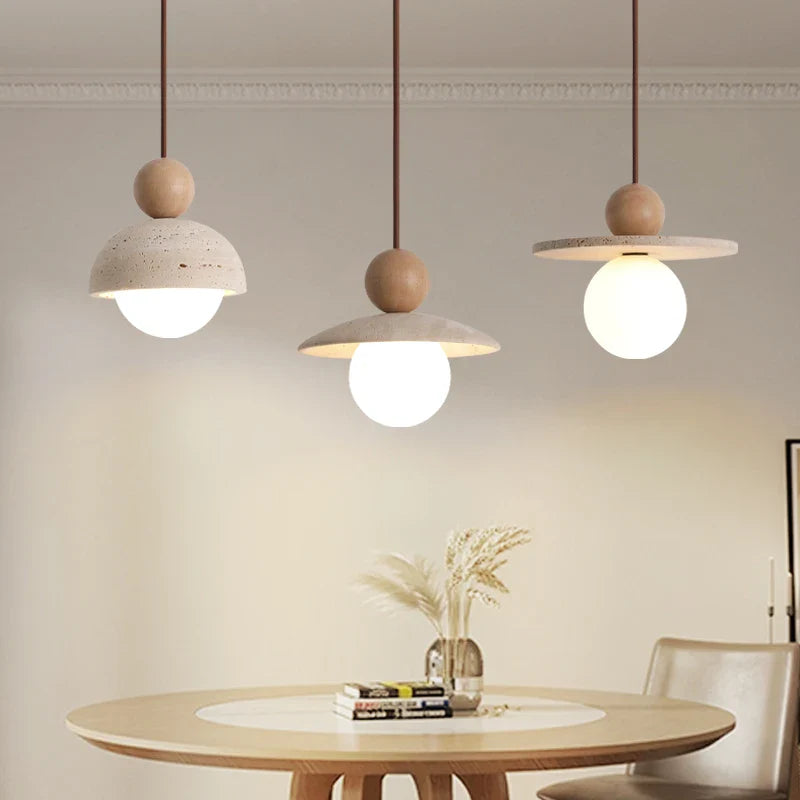 Helnys Yellow Travertine LED Pendant Lights - Nordic Modern Handing Lamp for Home