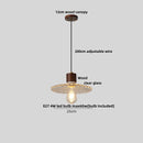 Helnys Glass LED Pendant Light Japan Style Wood Hanging Lamp