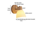 Helnys Japanese Style LED Wall Light Fixture Ceramic Wood Bedside Lamp