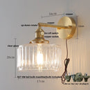 Helnys Clear Glass LED Wall Lights Bedside Sconce Rotate Copper Socket Mirror Light