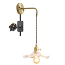 Helnys Amber Glass LED Wall Sconce for Living Room, Bedroom, Bar - Copper Wall Lamp