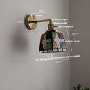 Helnys Tiffany Style LED Wall Sconce with Pull Chain Switch Glass Stair Light