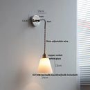Helnys White Ceramic Canopy LED Wall Lamp with Pull Chain Switch