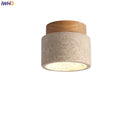 Helnys Yellow Travertine LED Ceiling Light - Nordic Modern Round Wood Stone Lamp