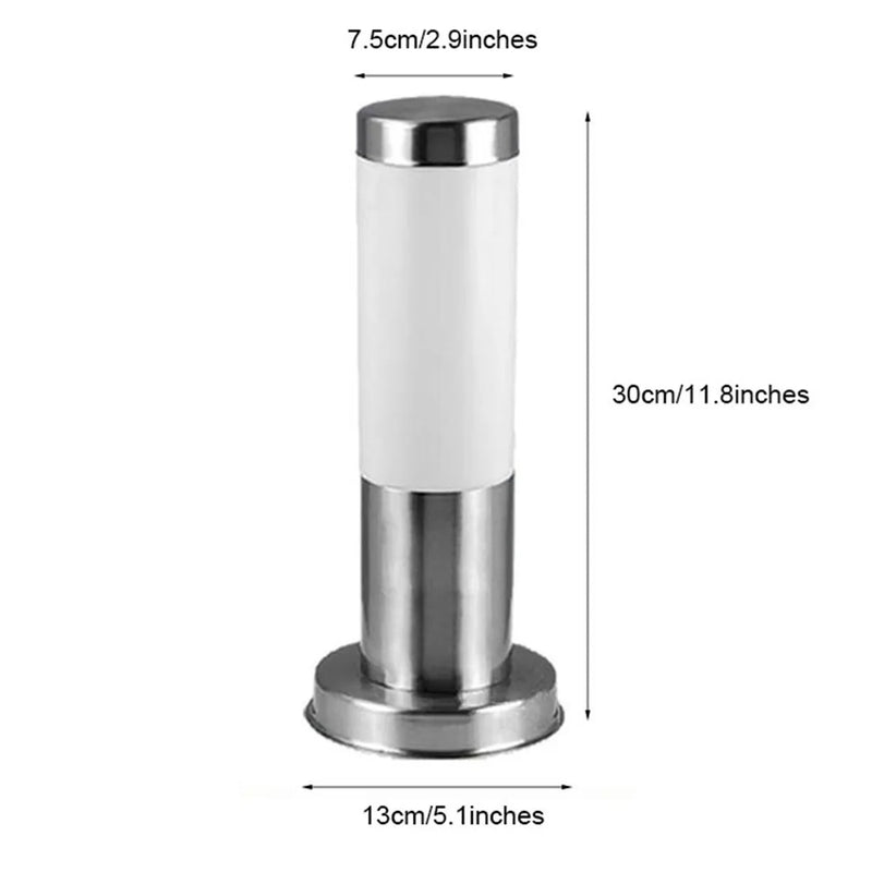 Helnys Stainless Steel Outdoor Lawn Light, White Shade Garden Pathway Lighting
