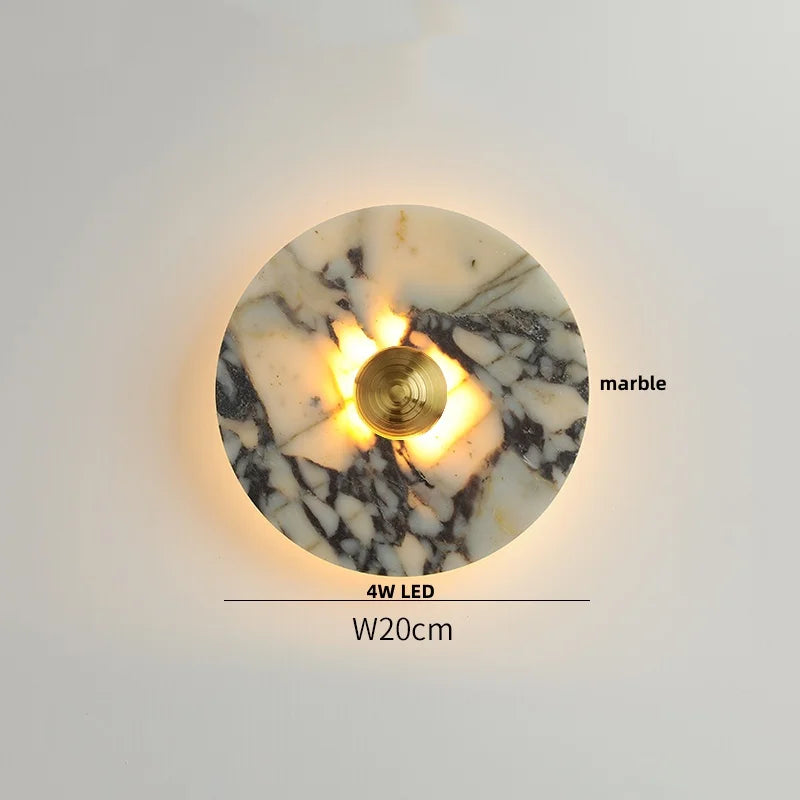 Helnys Marble LED Wall Sconce Round Modern Indoor Decor Light