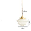 Helnys White Glass LED Pendant Light - Japanese Style Nordic Copper Hanging Lamp