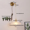 Helnys Copper LED Glass Wall Sconce Pull Chain Switch Adjustable Mirror Light