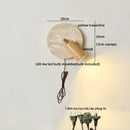 Helnys Yellow Travertine Stone LED Wall Sconce Light for Bedroom Living Room