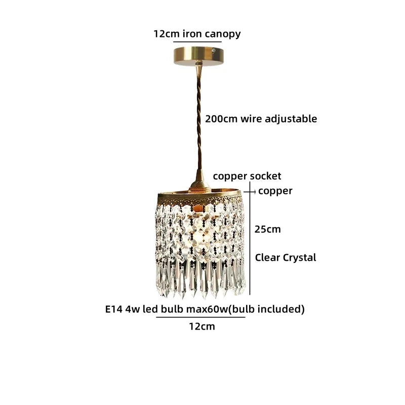Helnys Clear Glass LED Pendant Light Modern Brass Hanging Lamp