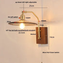 Helnys Walnut Wood LED Wall Light Fixture Glass Pull Chain Switch
