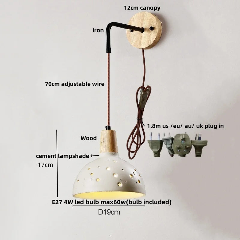 Helnys Adjustable Wall Light with Pull Chain Switch - Nordic Modern Design