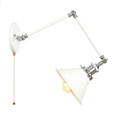 Helnys Vintage White LED Wall Sconce with Pull Chain Switch