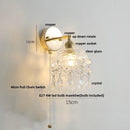 Helnys Clear Glass LED Wall Lamp Pull Chain Switch Rotatable Crystal Light