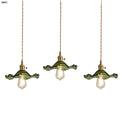 Helnys Green Flower Glass LED Pendant Lights for Kitchen Restaurant, Modern Bar Decor