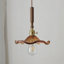 Helnys LED Pendant Lights Amber Glass Walnut Wood Nordic Modern Hanging Lamp