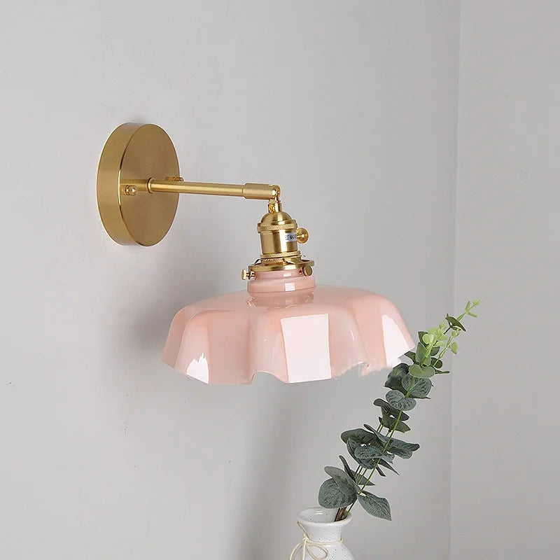 Helnys Copper Glass Wall Sconce LED Light Fixture Nordic Modern Stair Lamp