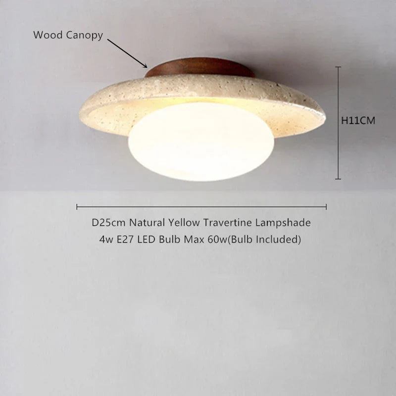 Helnys Yellow Travertine LED Ceiling Light - Wabi Sabi Home Decor