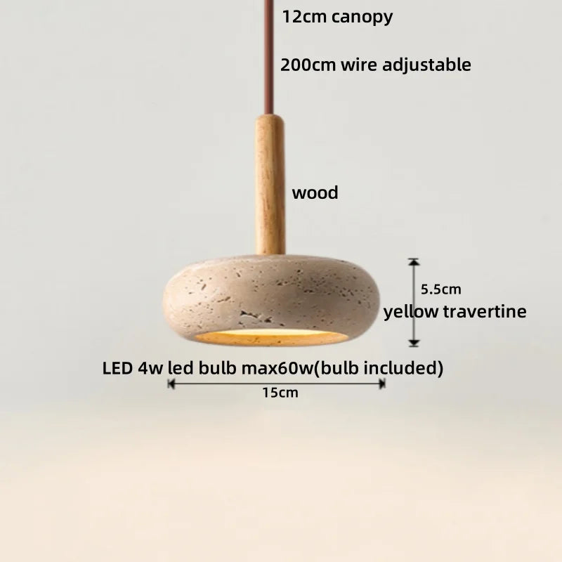 Helnys Yellow Travertine LED Pendant Light - Nordic Modern Hanging Lamp