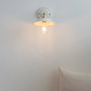 Helnys Ceramic Brass Swing Arm Wall Sconce LED Lamp for Kids Bedroom & Kitchen