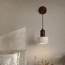 Helnys Wood Yellow Stone Shade LED Wall Light with Pull Chain Switch