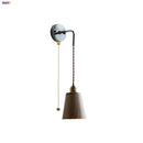 Helnys Ash Wood LED Wall Light with Pull Chain Switch - Japanese Style Bedside Lamp