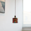 Helnys Glass LED Pendant Light Fixture with Walnut Wood and Copper Finish